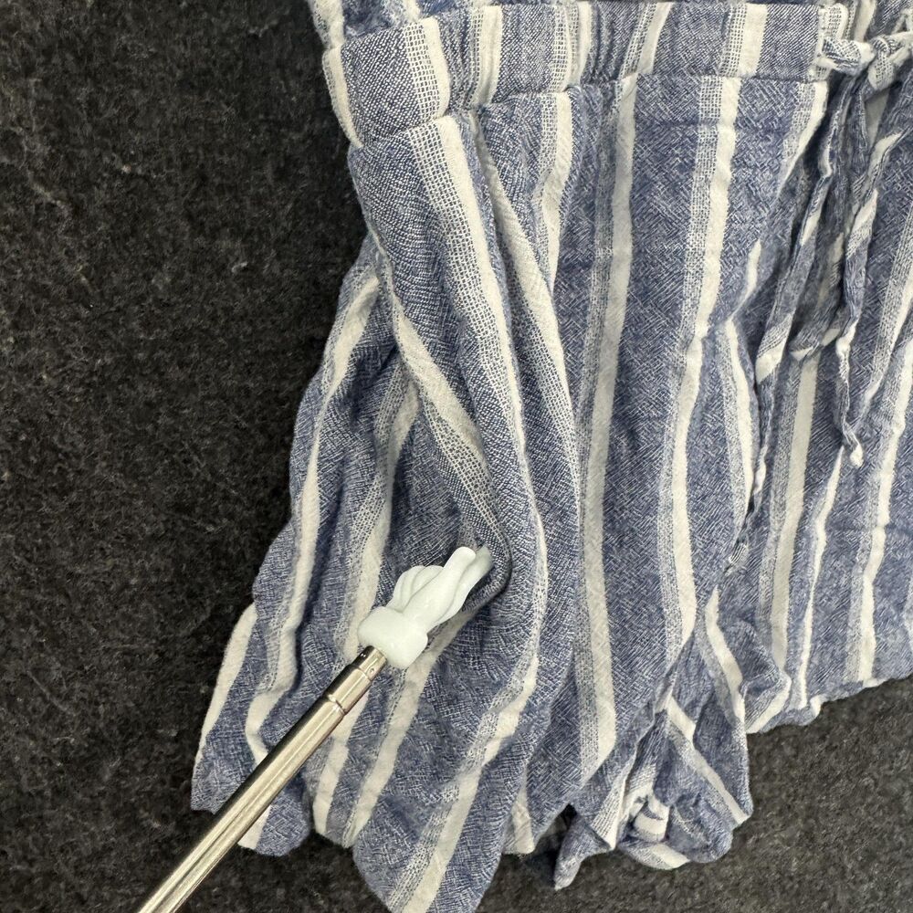 Cloth & Stone Romper Women's Small Blue Striped Ruffle Sleeve Linen Blend - Picture 7 of 10
